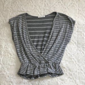 Black and White pattern Wrap Shirt